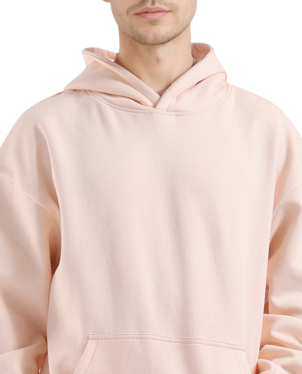 Rare Rabbit Men Laurl Light Pink Cotton Polyester Fabric Full Sleeve Hooded Boxy Fit Puff Printed Sweatshirt