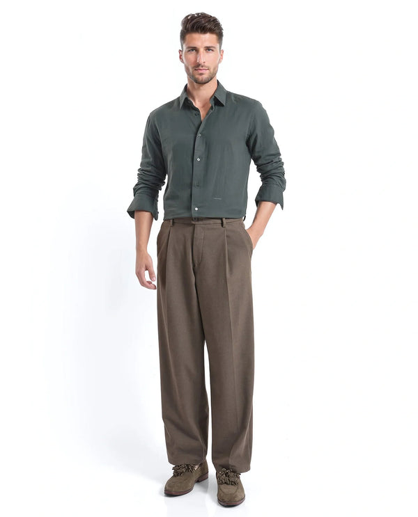 Rare Rabbit Men Layerr Ls-25 Dark Green Cotton Fabric Full Sleeves Collared Neck Button Closure Plain Shirt