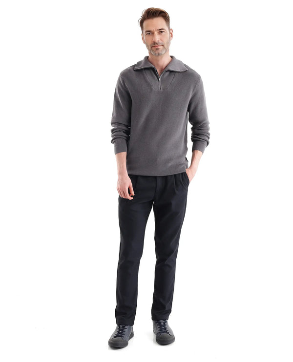 Rare Rabbit Men's Laz Grey Cotton Blend Full Sleeve Broad Collar Zipper Closure Regular Fit Solid Sweater