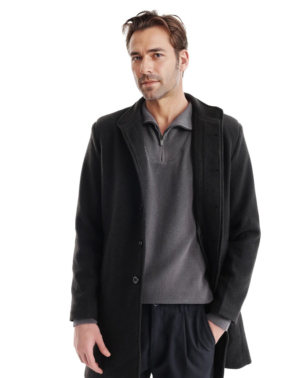 Rare Rabbit Men's Laz Grey Cotton Blend Full Sleeve Broad Collar Zipper Closure Regular Fit Solid Sweater