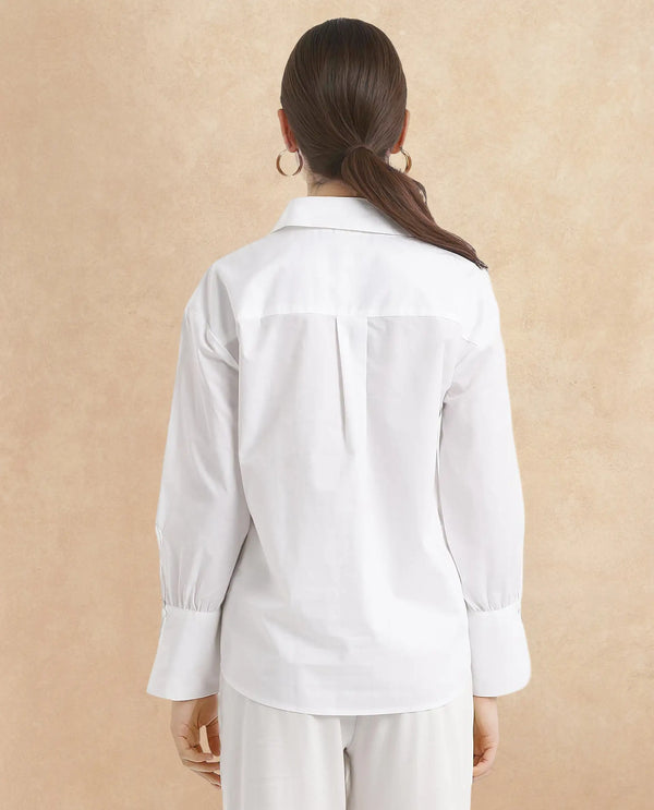 Rareism Women Lazia White Cuffed Sleeve Collared Neck Floral Print Shirt