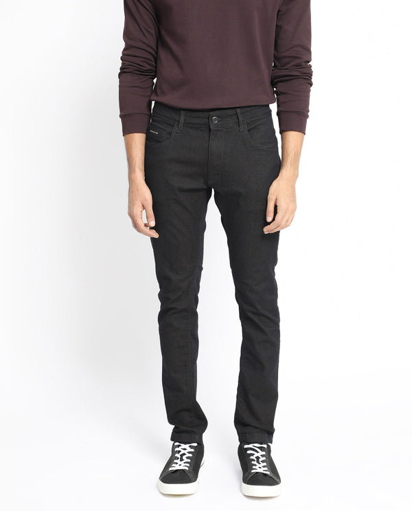 Rare Rabbit Men's Leige Blue Rinse Wash Mid-Rise Slim Fit Jeans
