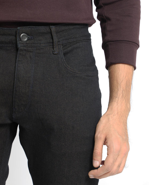Rare Rabbit Men's Leige Blue Rinse Wash Mid-Rise Slim Fit Jeans