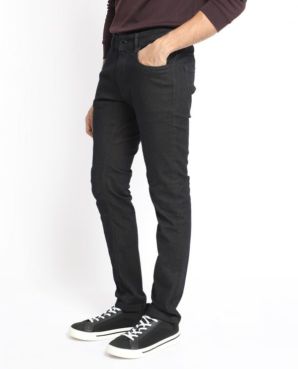 Rare Rabbit Men's Leige Blue Rinse Wash Mid-Rise Slim Fit Jeans