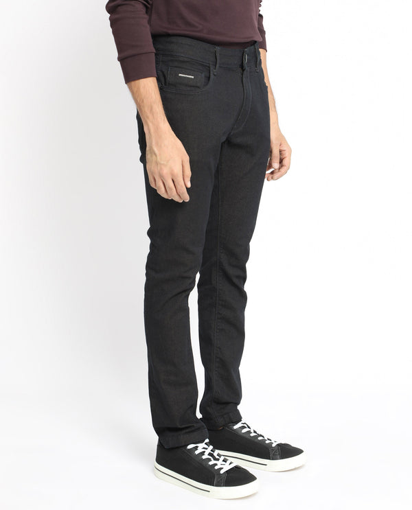 Rare Rabbit Men's Leige Blue Rinse Wash Mid-Rise Slim Fit Jeans