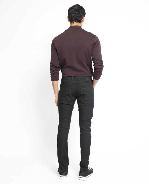 Rare Rabbit Men's Leige Blue Rinse Wash Mid-Rise Slim Fit Jeans