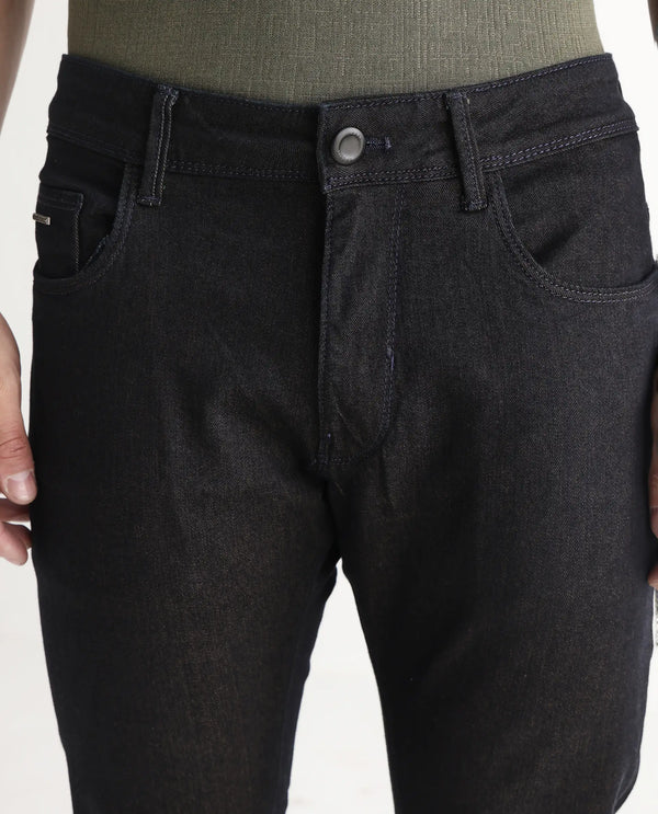 Rare Rabbit Men's Leige Blue Rinse Wash Mid-Rise Slim Fit Jeans