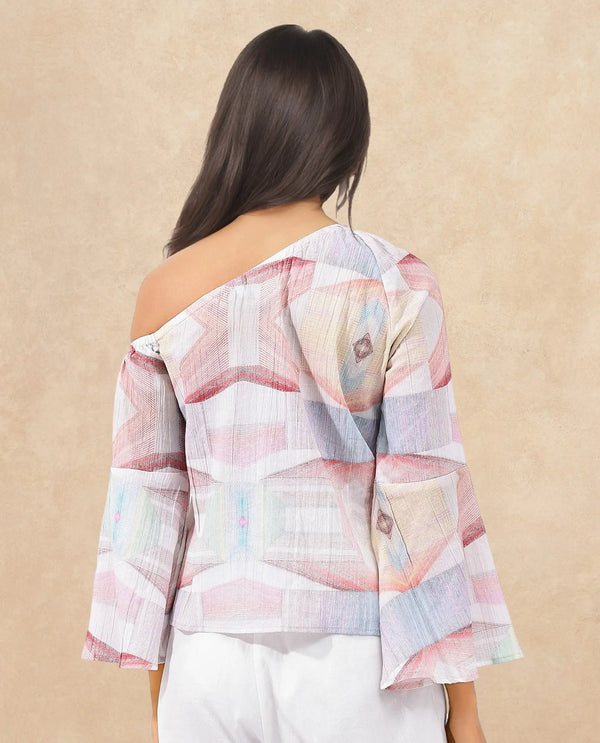 Rareism Women Leightono SC Dusky Multi Multi Top with Striking Abstract Print