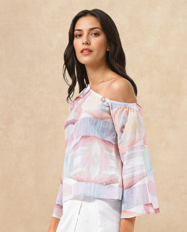 Rareism Women Leightono SC Dusky Multi Multi Top with Striking Abstract Print