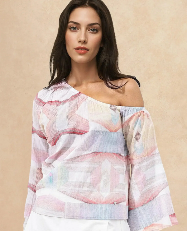 Rareism Women Leightono SC Dusky Multi Multi Top with Striking Abstract Print