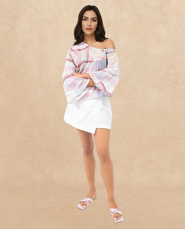 Rareism Women Leightono SC Dusky Multi Multi Top with Striking Abstract Print