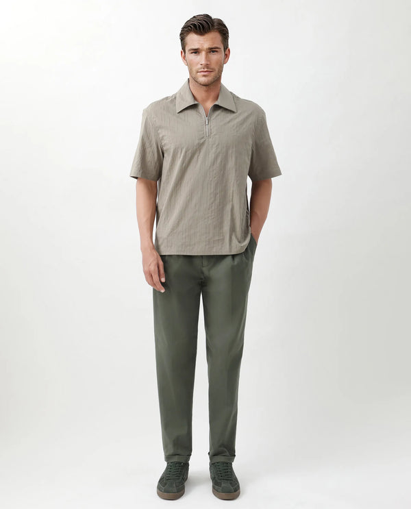 Rare Rabbit Men's Leni Olive Cotton Blend Fabric Baggy Fit Plain Trouser