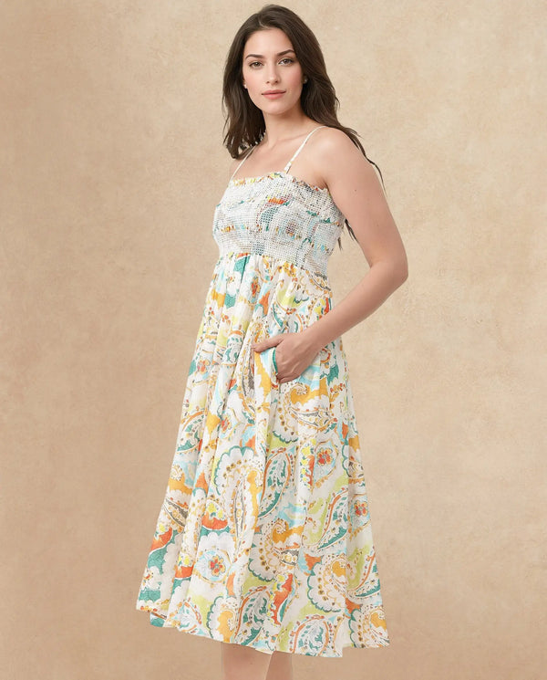 Rareism Womens Lenoid Multi Dress Off Shoulder Print