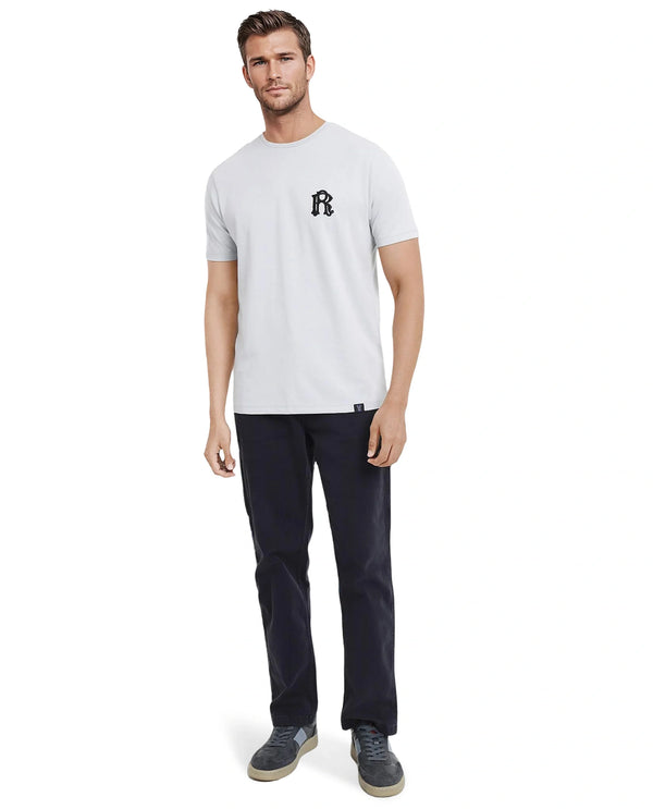 Rare Rabbit Men Lex Light Grey Cotton Polyester Fabric Short Sleeve Crew Neck Oversized Fit Embroidery Logo T-Shirt