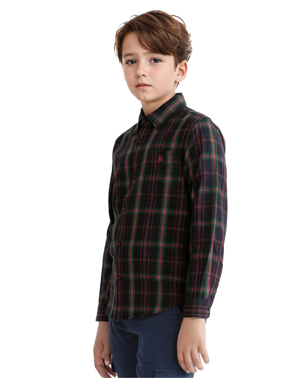 Rare Ones Kids Lian Black Cotton Full Sleeve Solid Shirt