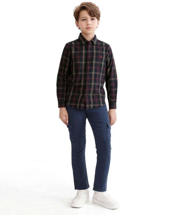 Rare Ones Kids Lian Black Cotton Full Sleeve Solid Shirt