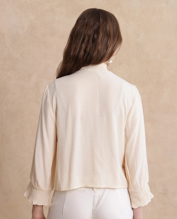 Rareism Women Licel Primary Off White Regular Sleeves Top