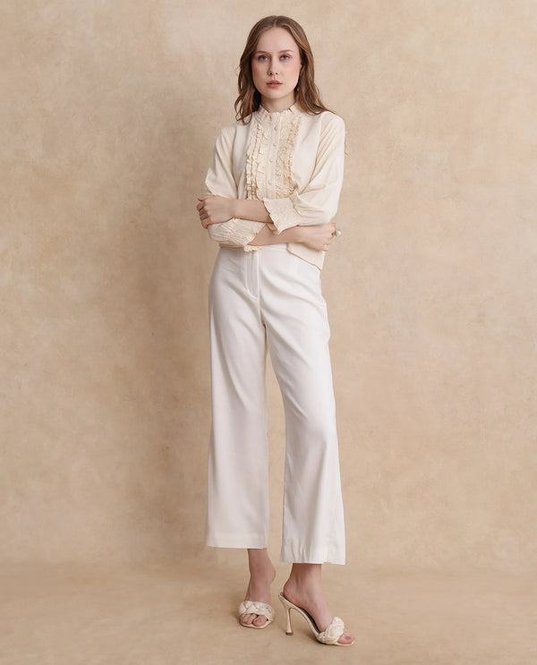 Rareism Women Licel Primary Off White Regular Sleeves Top