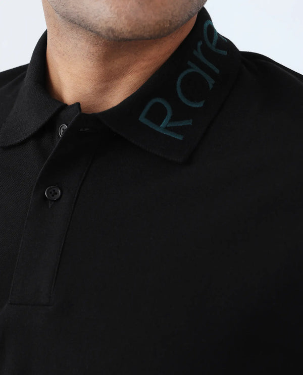 Rare Rabbit Men's Limo Black Cotton Fabric Full Sleeve Collared Neck Button Closure Printed Shirt