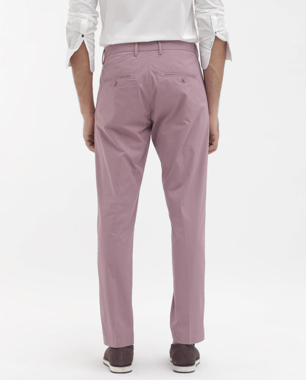 Rare Rabbit Mens Linotel Pastel Pink Cotton Polyester Lycra Solid Trouser