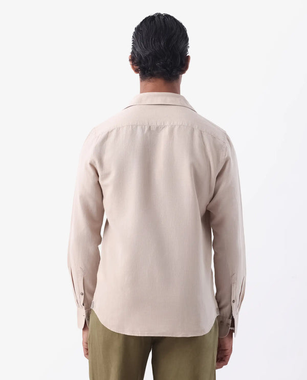 Rare Rabbit Men's Linux Light Beige Linen Blend Fabric Full Sleeves Regular Fit Solid Shirt