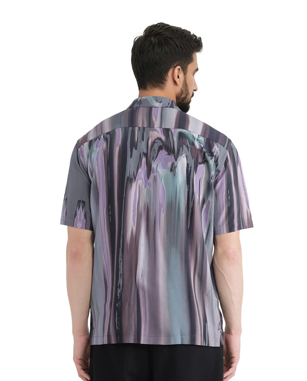 Rare Rabbit Men Loid Black Viscose Fabric Printed Shirt