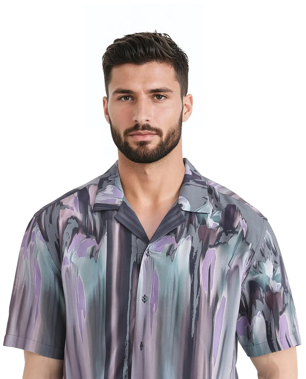 Rare Rabbit Men Loid Black Viscose Fabric Printed Shirt