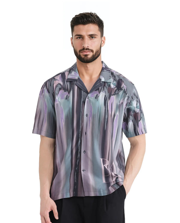 Rare Rabbit Men Loid Black Viscose Fabric Printed Shirt