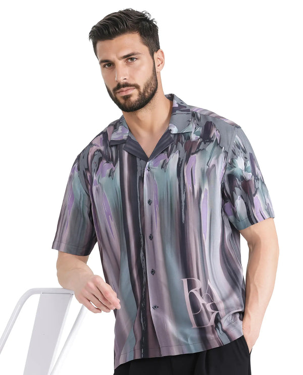 Rare Rabbit Men Loid Black Viscose Fabric Printed Shirt