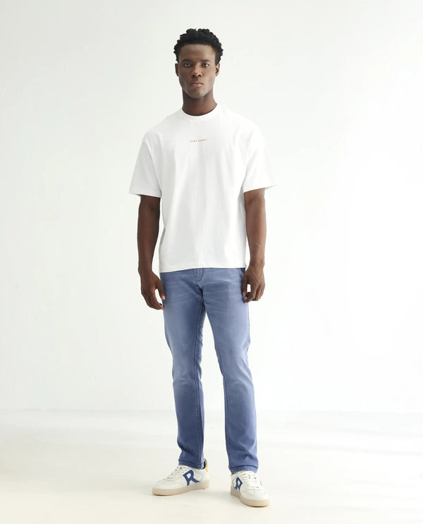 Rare Rabbit Men's Lojas Light Blue Mid Wash Mid-Rise Slim Fit Jeans