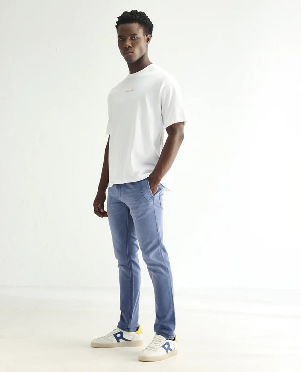 Rare Rabbit Men's Lojas Light Blue Mid Wash Mid-Rise Slim Fit Jeans