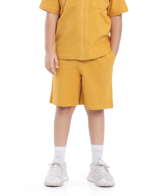 Rare Ones Kids Lomit Mustard Cotton Solid Shorts