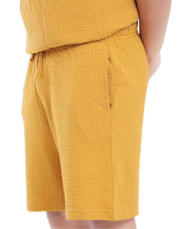 Rare Ones Kids Lomit Mustard Cotton Solid Shorts