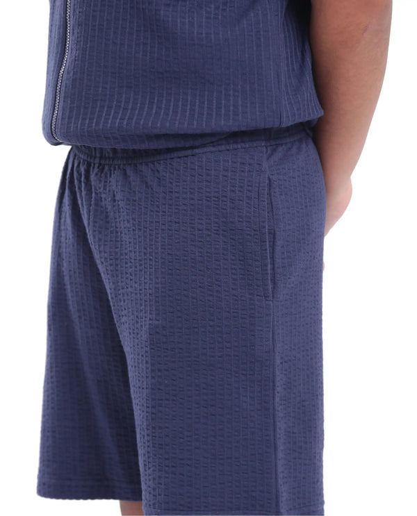 Rare Ones Kids Lomit Navy Cotton Solid Shorts