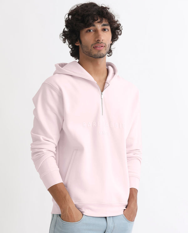 RARE RABBIT MEN'S LORALL PINK SWEATSHIRT FULL SLEEVES SOLID