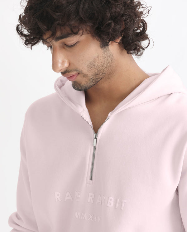 RARE RABBIT MEN'S LORALL PINK SWEATSHIRT FULL SLEEVES SOLID