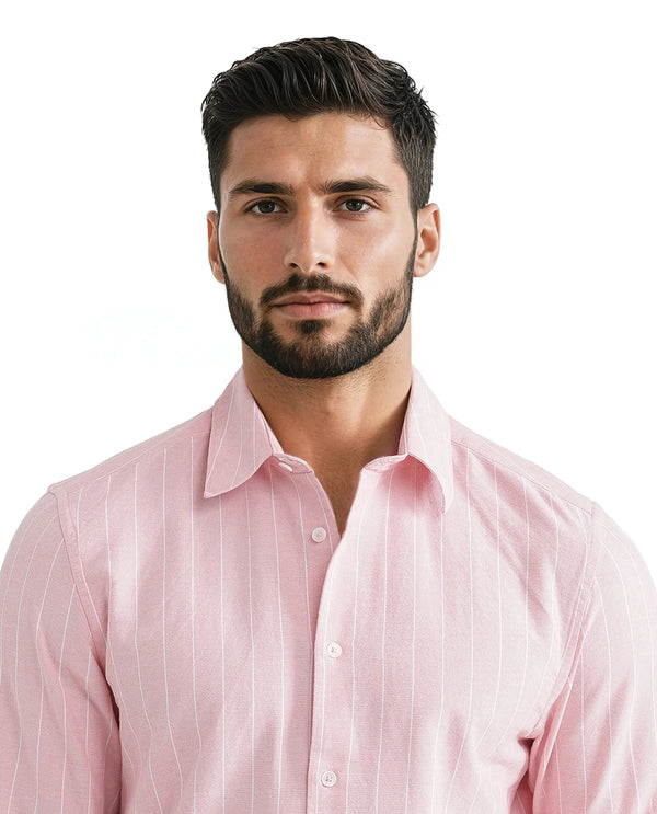Rare Rabbit Men's Lork Pink Cotton Fabric Full Sleeve Collared Neck Button Closure Printed Shirt