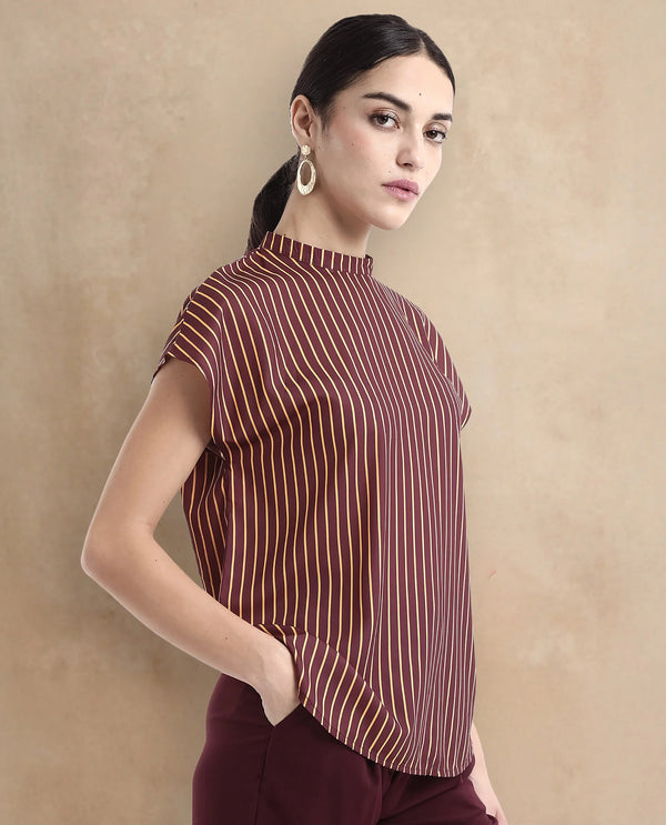 Rareism Women Lossa Brown Printed Top