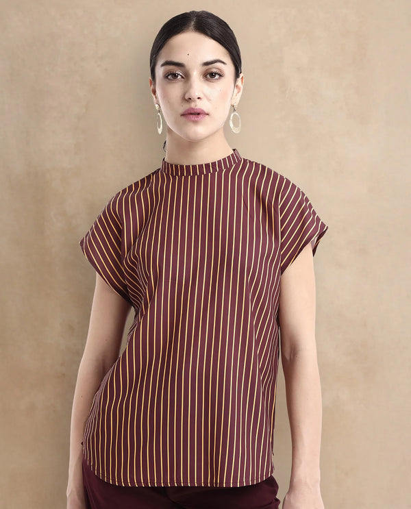 Rareism Women Lossa Brown Printed Top