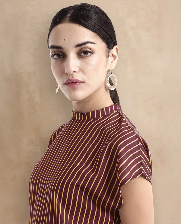Rareism Women Lossa Brown Printed Top
