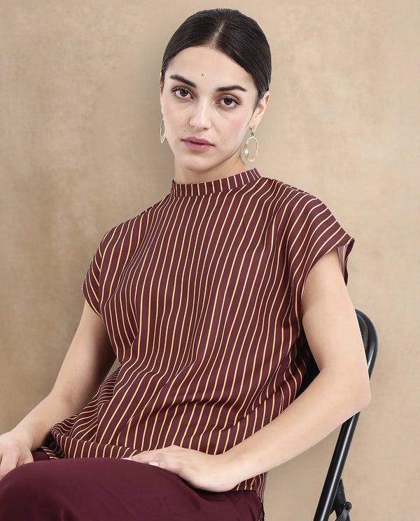 Rareism Women Lossa Brown Printed Top
