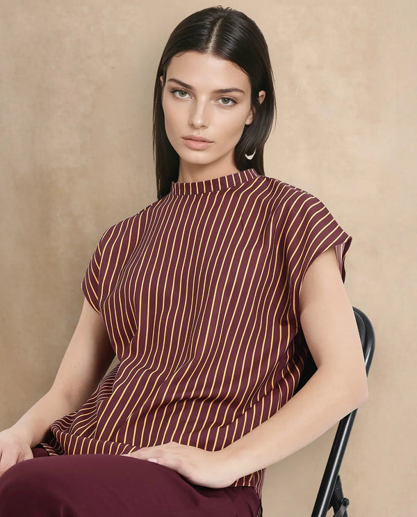 Rareism Women Lossa Brown Printed Top