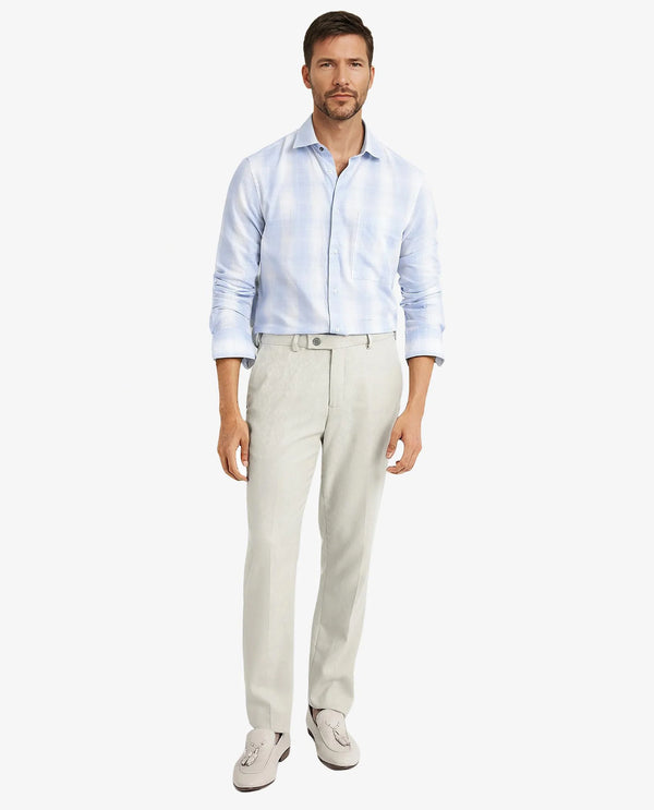 Rare Rabbit Men's Loto Light Blue Cotton Fabric Full Sleeve Regular Fit Checks Shirt
