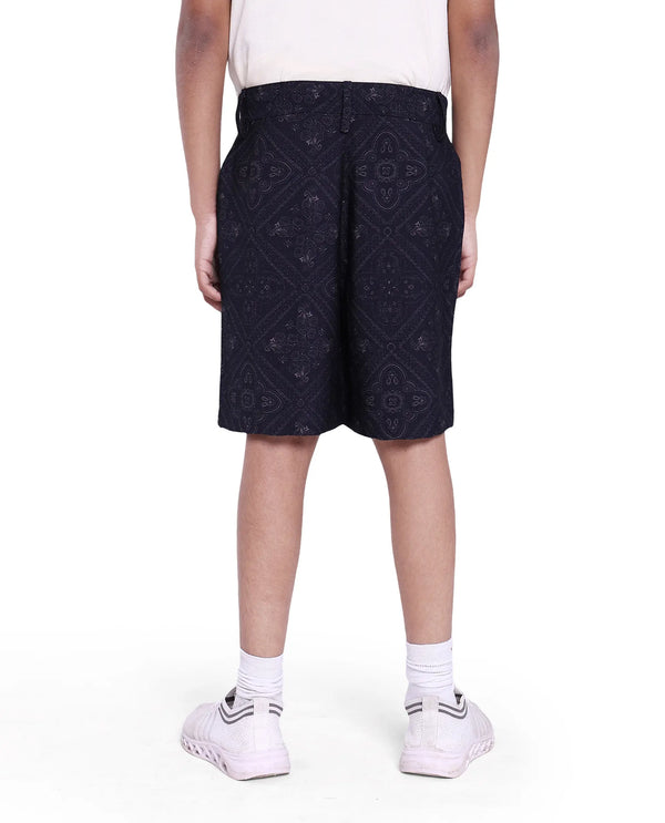 Rare Ones Kids Loui Navy Viscose Fabric Regular Fit Digital Print Shorts