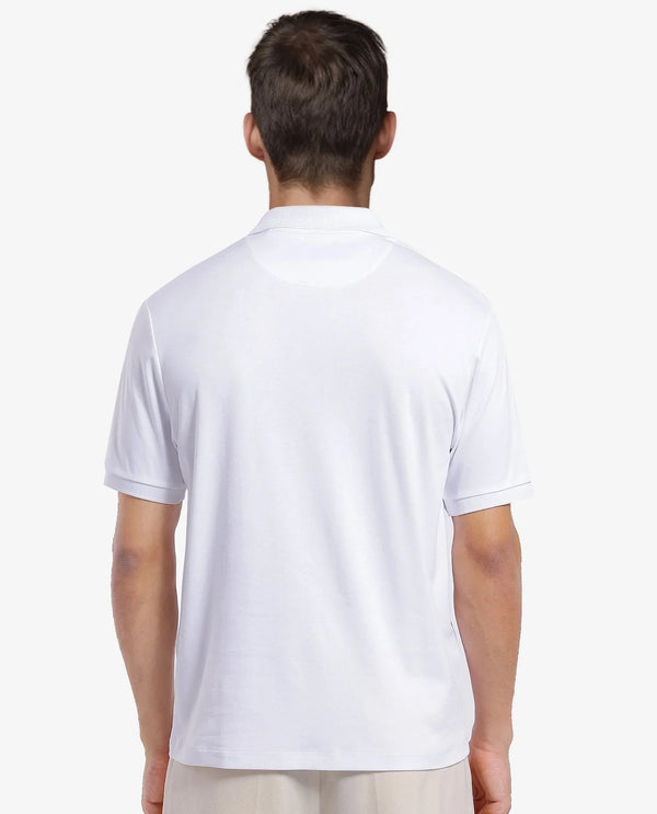 Rare Rabbit Men Loui Off White Cotton Fabric Striped Short Sleeve and Collar Neck Plain Polo
