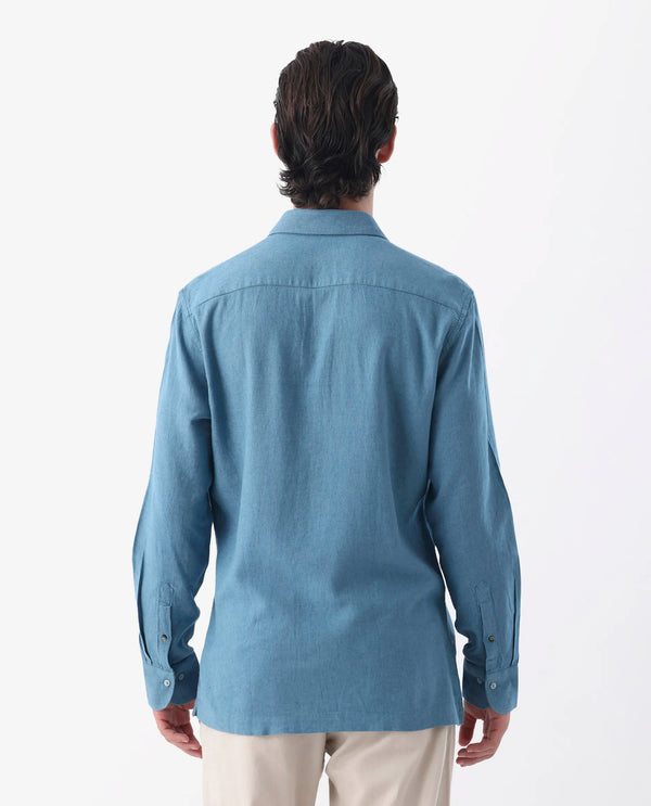 Rare Rabbit Men's Lunet Light Blue Linen Full Sleeves Solid Shirt