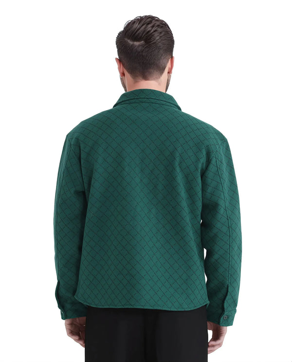 Rare Rabbit Men Lybro Green Polyester Fabric Full Sleeve Collared Neck Printed Jacket