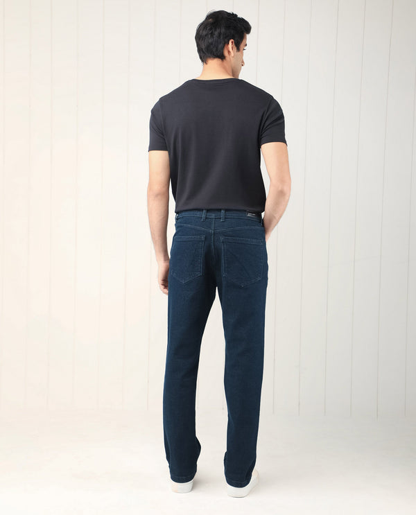 Rare Rabbit Men's Lyon Dark Navy Dark Wash Mid-Rise Regular Fit Jeans