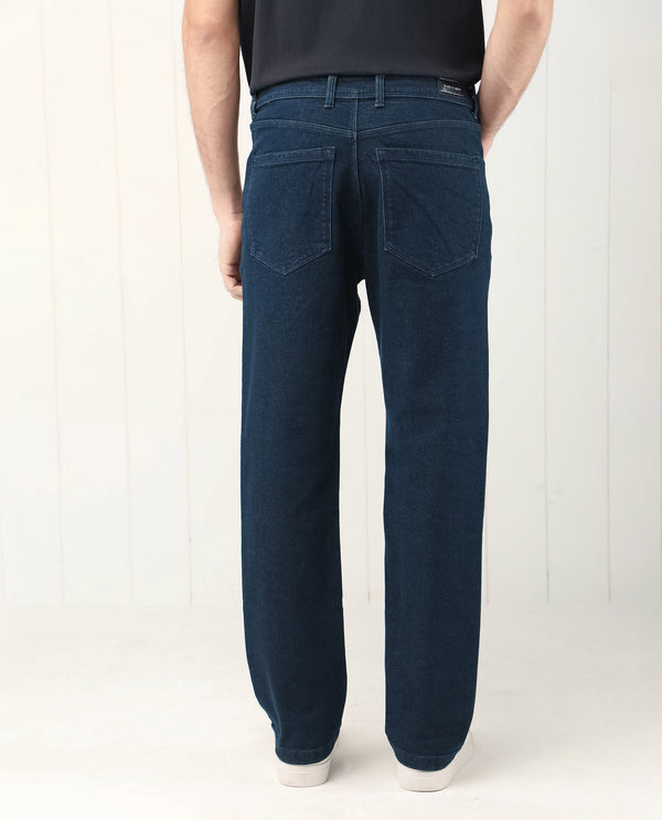 Rare Rabbit Men's Lyon Dark Navy Dark Wash Mid-Rise Regular Fit Jeans