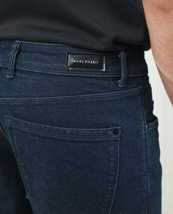 Rare Rabbit Men's Lyon Dark Navy Dark Wash Mid-Rise Regular Fit Jeans